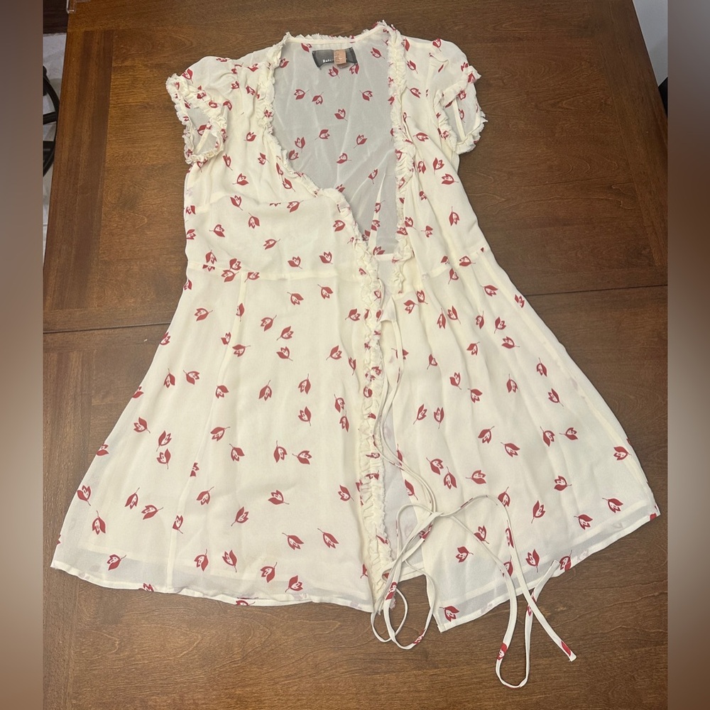 Reformation Floral Mini Dress-Ivory and Ref Florentine Floral Garnet Wrap Dress